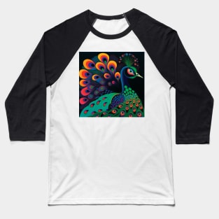 Striking Green Peacock Art Baseball T-Shirt